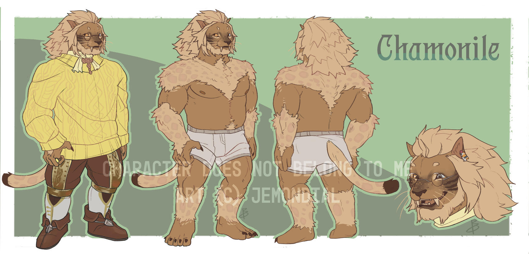 Front-view + alternate outfit + back-view + 1 expression + name