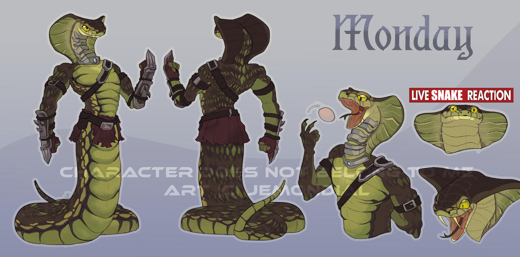 Front-view + back-view + 1 pose (halfbody) + 2 expressions + name